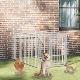 Dog Kennel Silver Steel Medium Durable Dog Kennel Rectangular